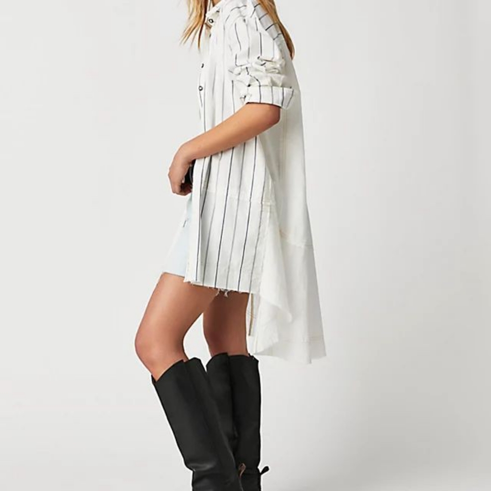 TRIBAL Women's Oversized Frayed Hem Button Down Rayon Utility Shirt - Picture 3 of 7